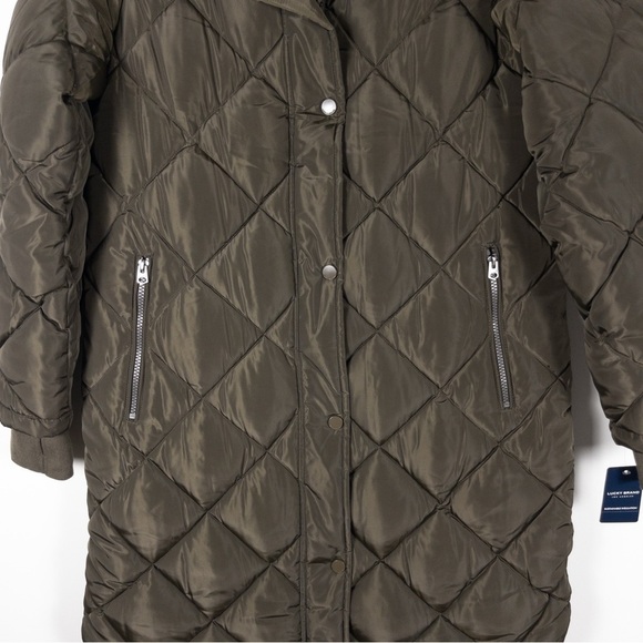 NWT Lucky Brand Quilted Faux Shearling Puffer Coat Jacket - Picture 6 of 14